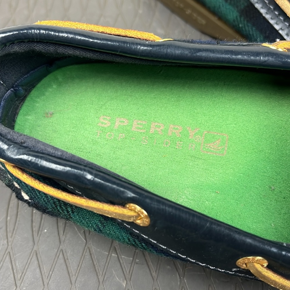 Sperry Blue and Green Plaid Topsider Boat Shoes Womens 7.5 - Picture 11 of 15